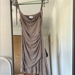 GEEL -Gabriel Taupe Asymmetrical Dress
